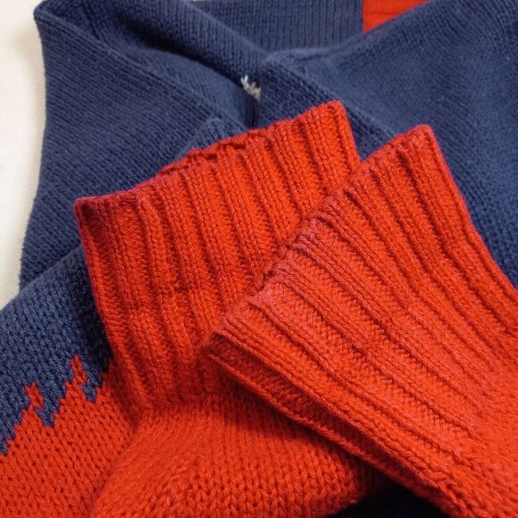 Vintage Oscar de la Renta Sport Blue/Red Southwestern Sweater Cottagecore Chic - Picture 13 of 13